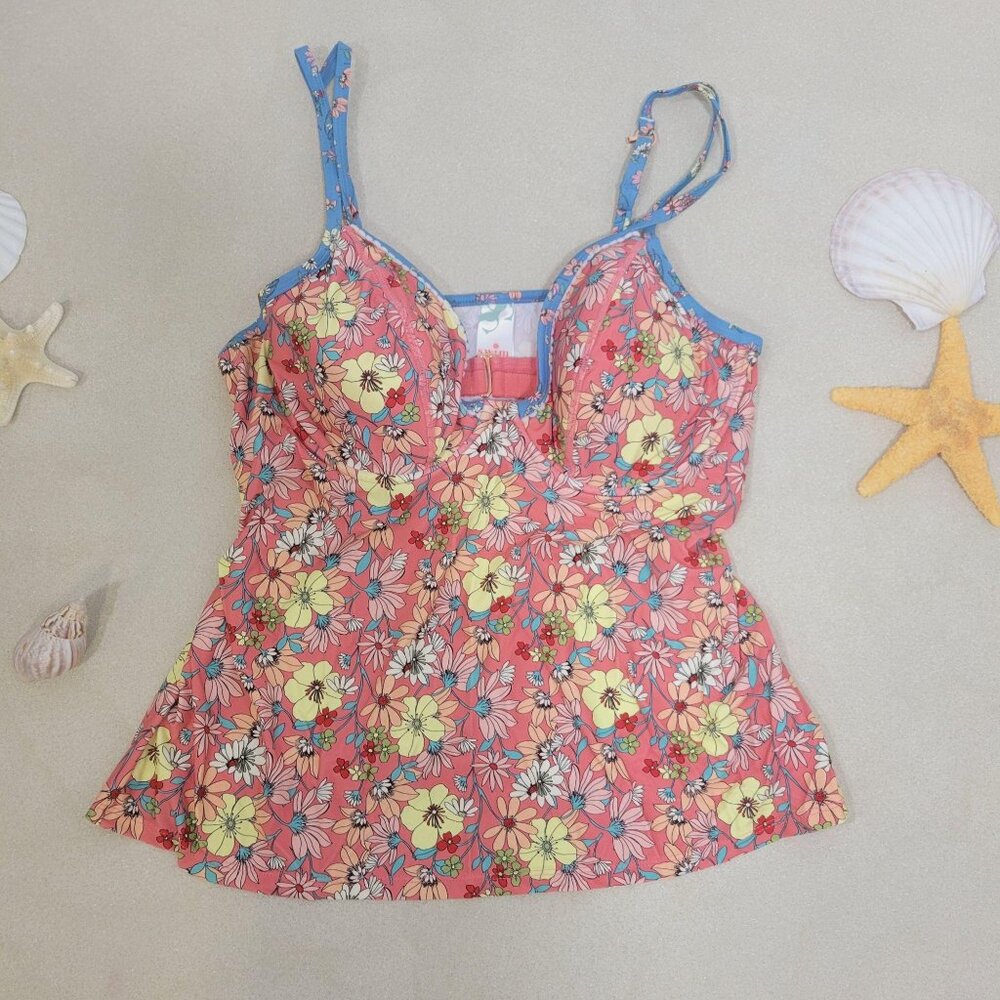 Swim Systems Avalon Tankini Top Size 38D Pink Floral Women's Morro Bay Swimwear
